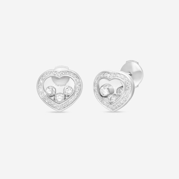 Chopard Happy Curves 18K White Gold Diamond Stud Earrings 839203-1002