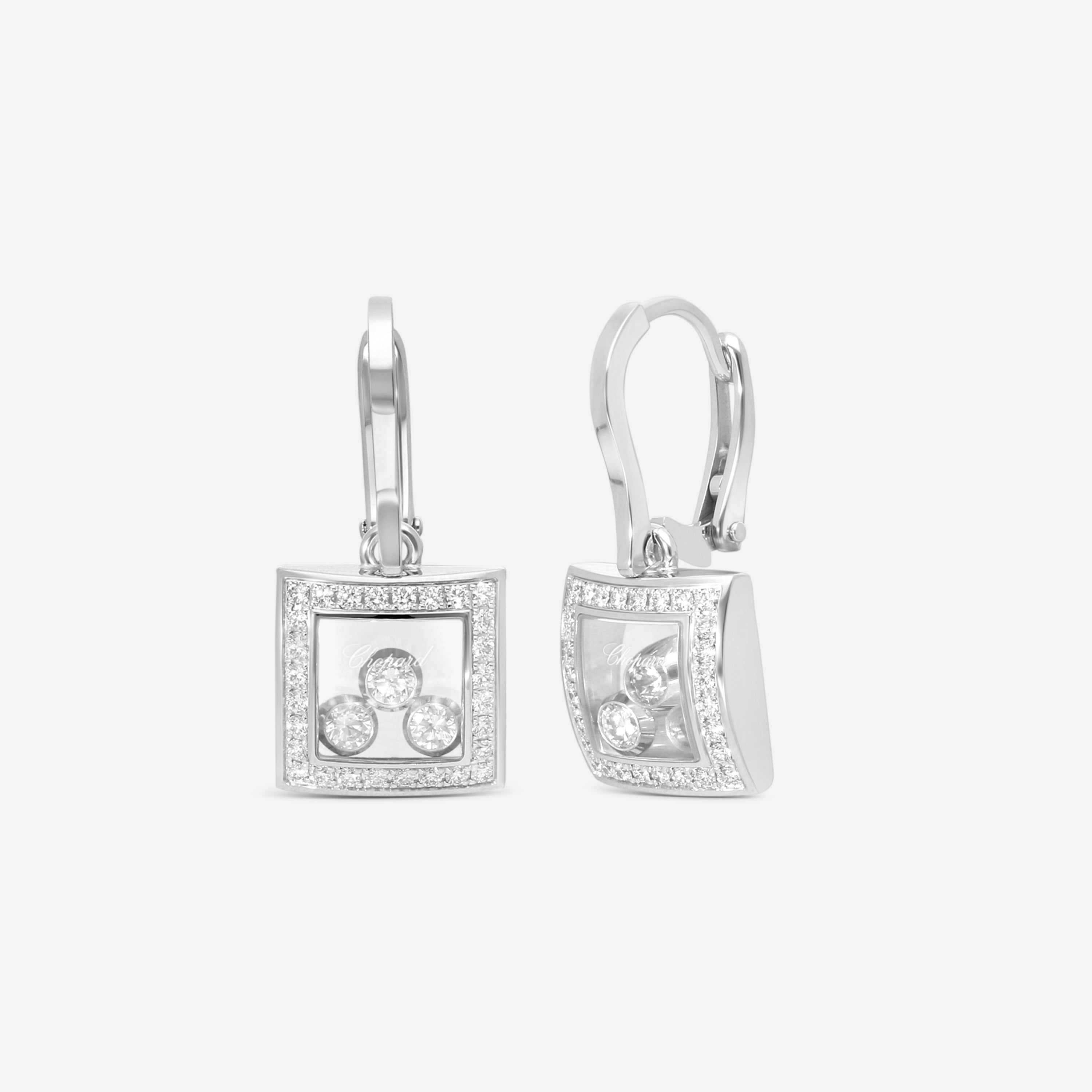 Chopard Happy Curves 18K White Gold Diamond Drop Earrings 839224-1004