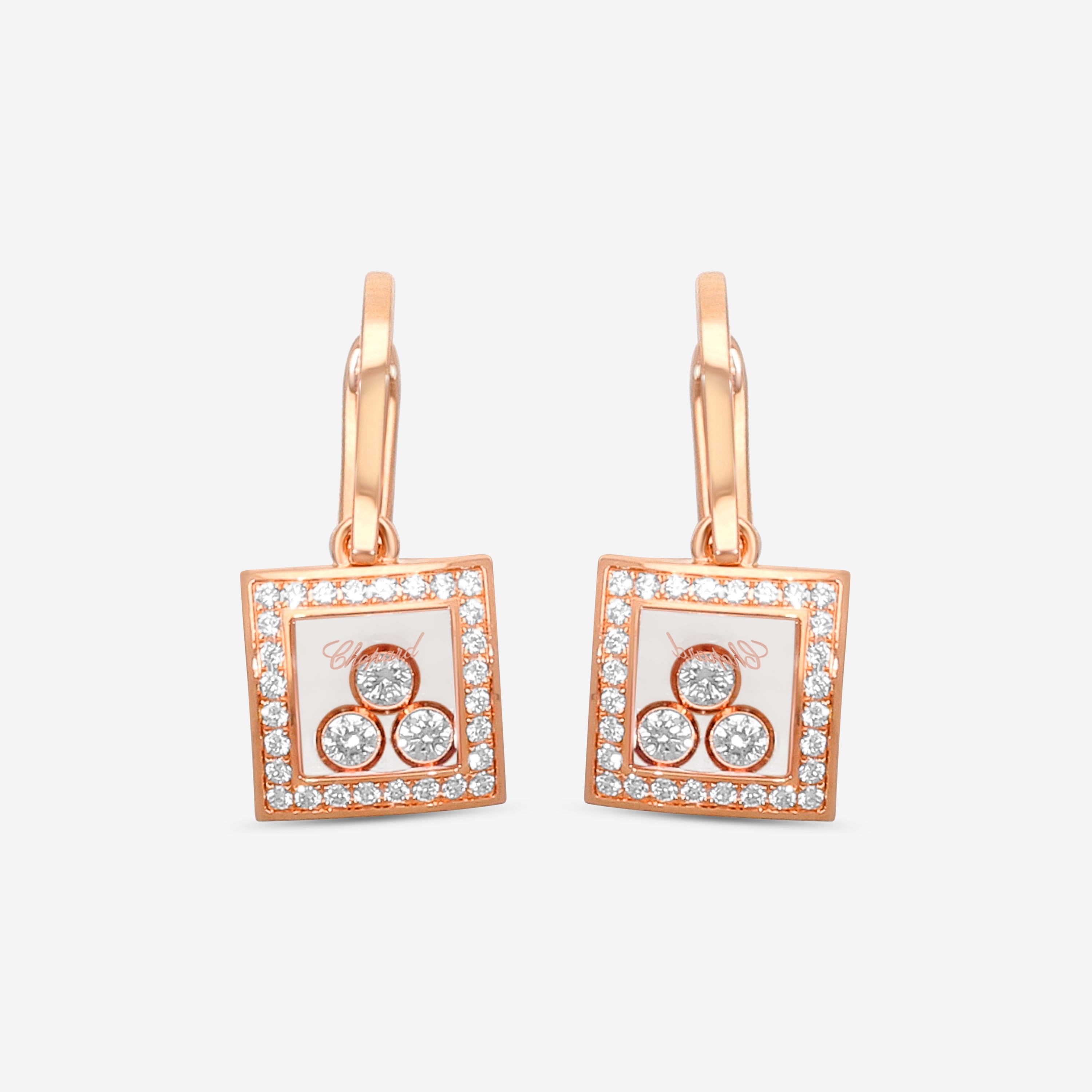 Chopard Happy Diamonds 18K Rose Gold Diamond Drop Earrings 839224-5004 - THE SOLIST
