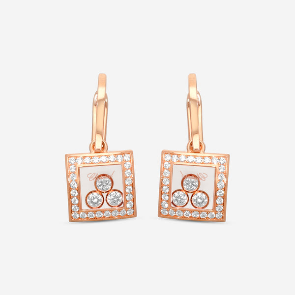 Chopard Happy Diamonds 18K Rose Gold Diamond Drop Earrings 839224-5004 - THE SOLIST