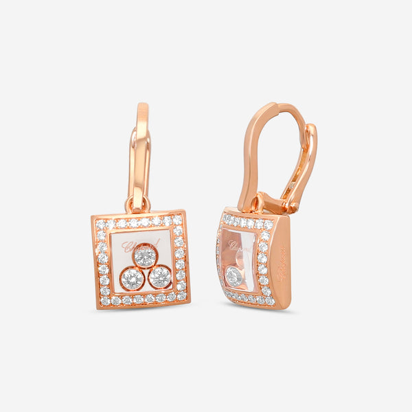 Chopard Happy Diamonds 18K Rose Gold Diamond Drop Earrings 839224-5004 - THE SOLIST
