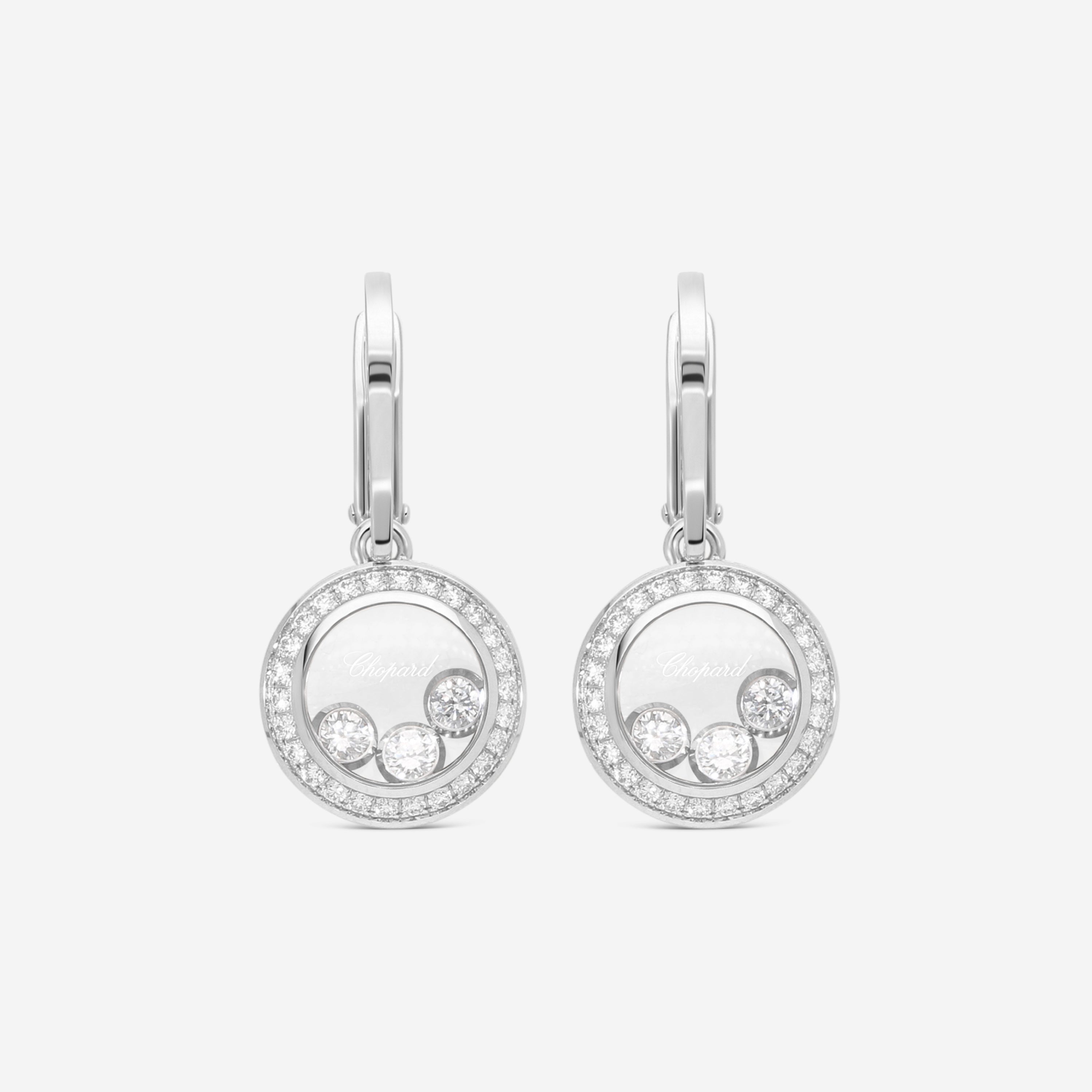 Chopard Happy Curves 18K White Gold Diamond Drop Earrings 839562-1004