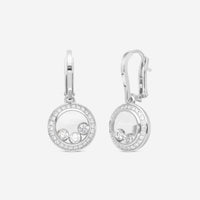 Chopard Happy Curves 18K White Gold Diamond Drop Earrings 839562-1004