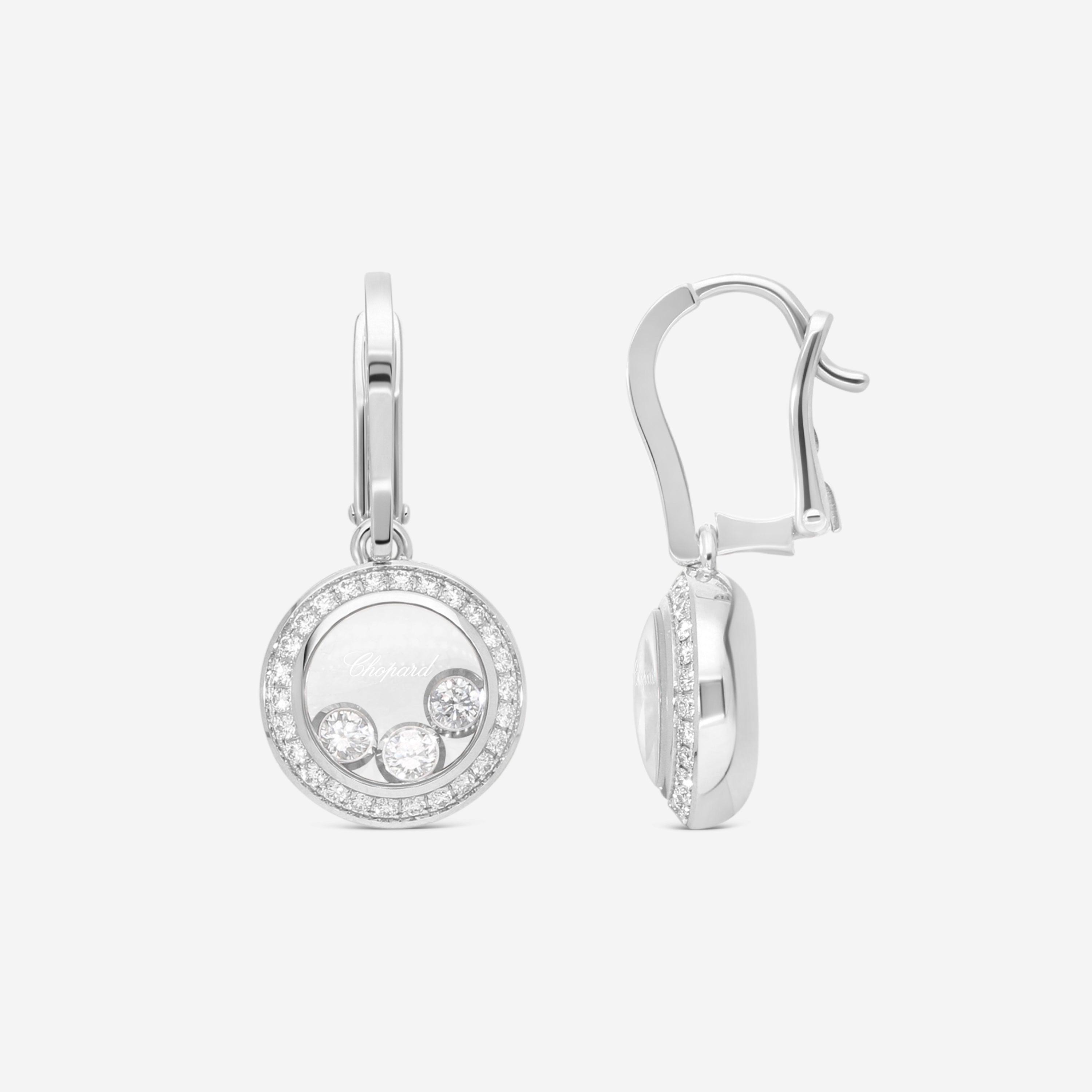 Chopard Happy Curves 18K White Gold Diamond Drop Earrings 839562-1004