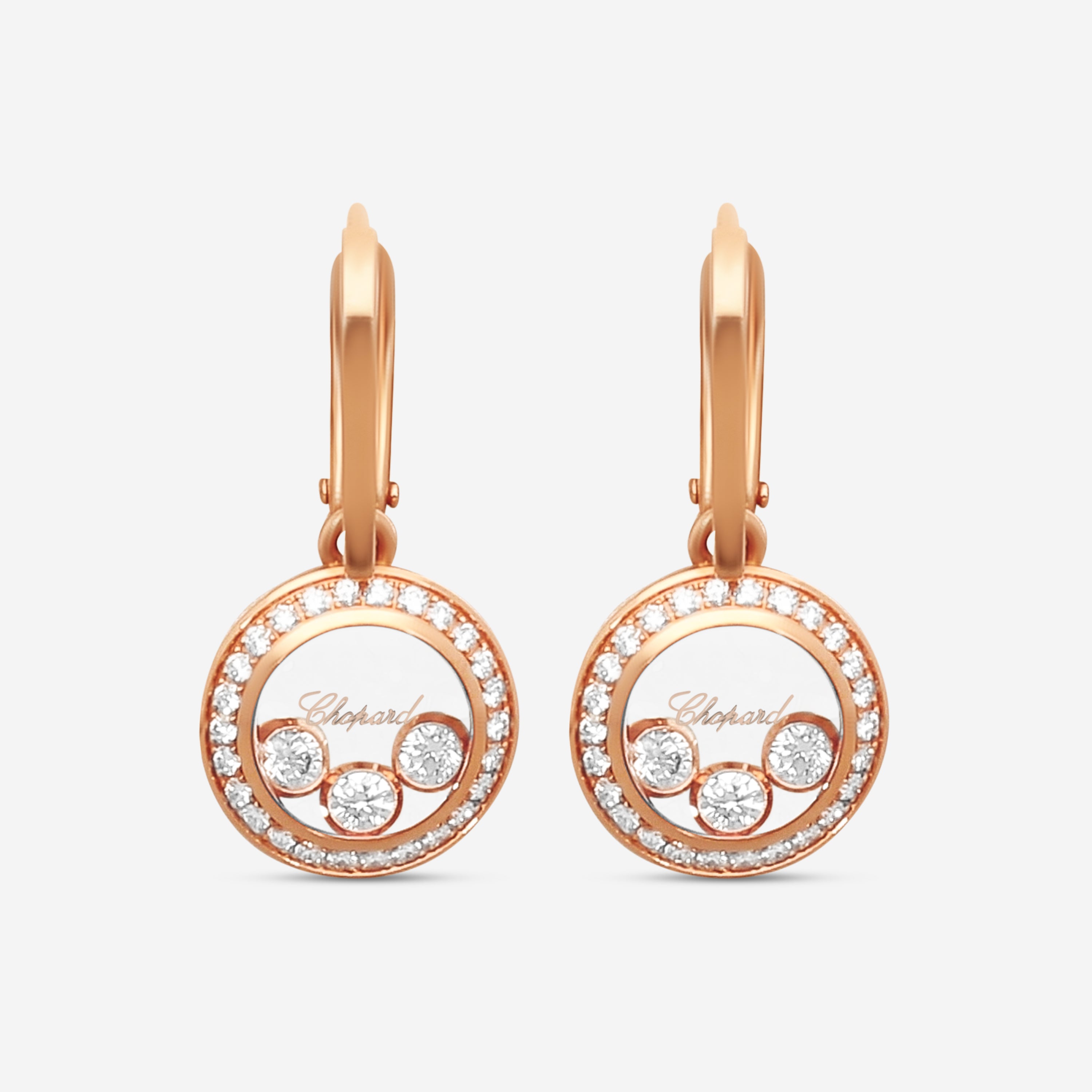 Chopard Happy Diamonds 18K Rose Gold Diamond Earrings 839562-5004 - THE SOLIST