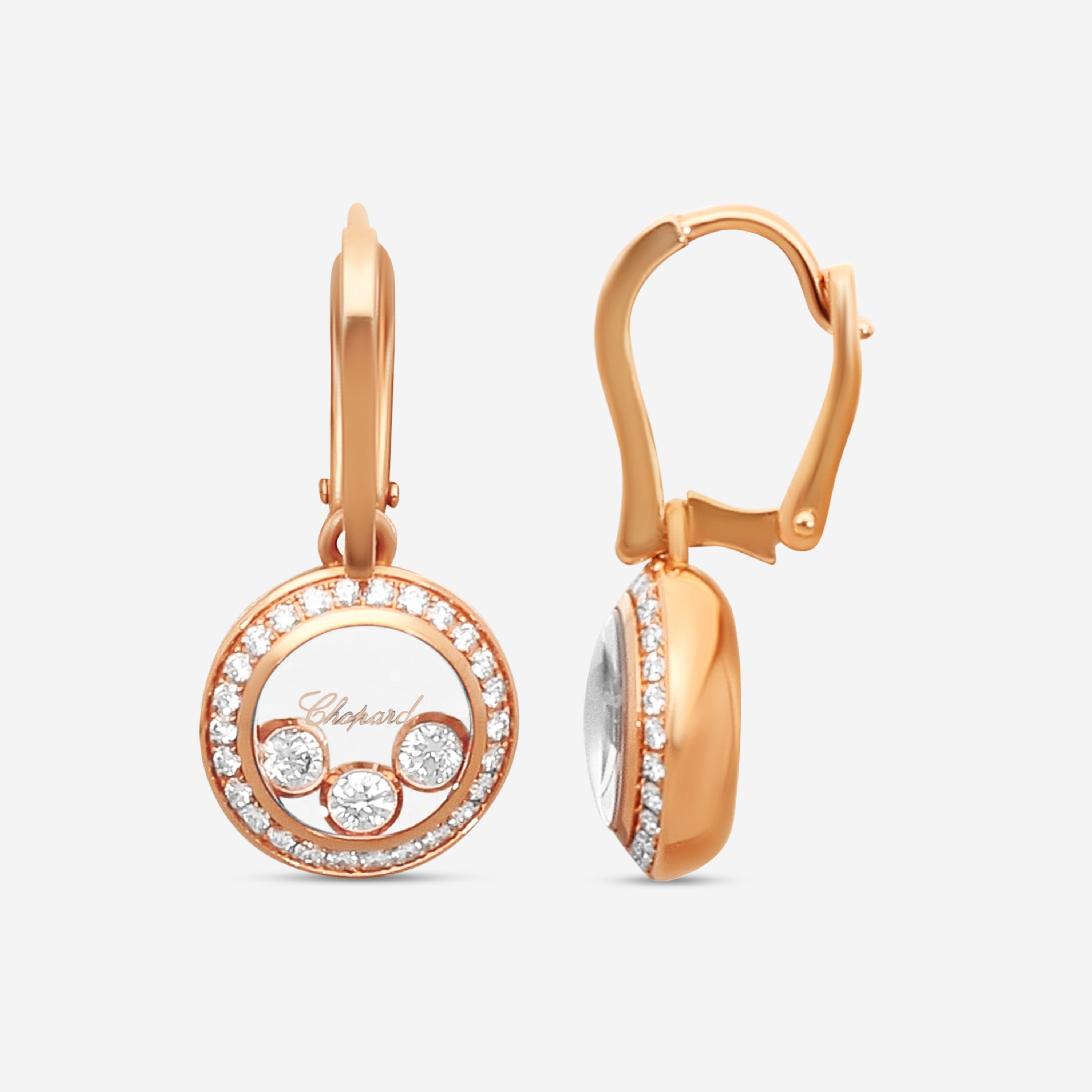 Chopard Happy Diamonds 18K Rose Gold Diamond Earrings 839562-5004 - THE SOLIST