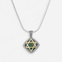 Konstantino Sterling Silver & 18K Yellow Gold Green Aventurine Star of David Pendant MEKJ670-130-448 - THE SOLIST