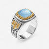 Konstantino Dome Sterling Silver & 18K Yellow Gold Mother of Pearl & Blue Spinel Ring Sz. 7 DKJ973-628-S7 - THE SOLIST