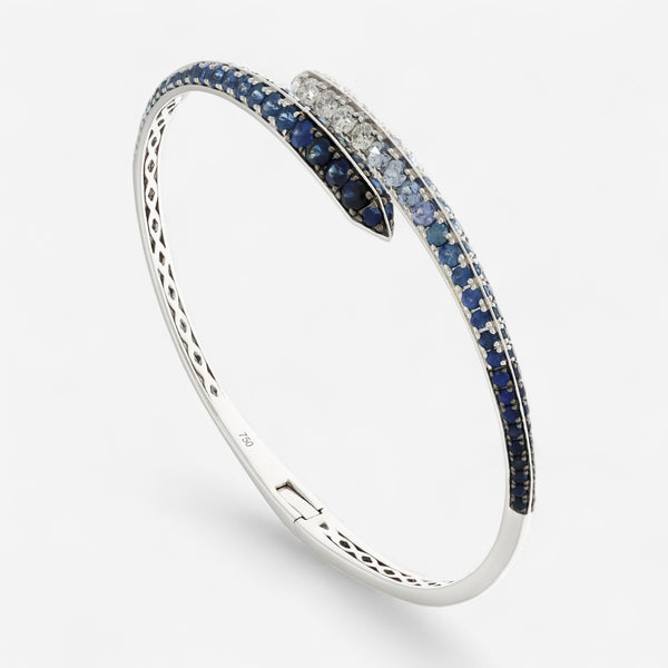 Alberto Milani Ombre 18K White Gold Diamond & Blue Sapphire Bypass Cuff Bracelet G0063E