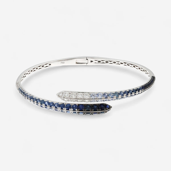 Alberto Milani Ombre 18K White Gold Diamond & Blue Sapphire Bypass Cuff Bracelet G0063E