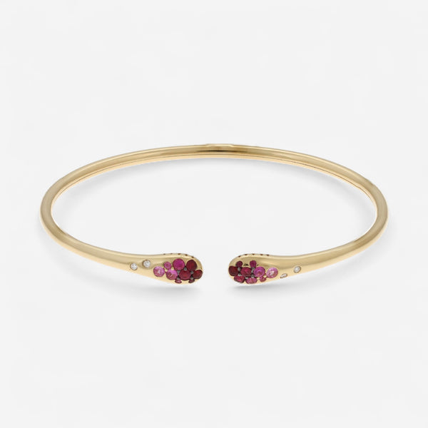 Alberto Milani Ombre 18K Yellow Gold Diamond, Pink Sapphire & Ruby Cuff Bracelet G0074E