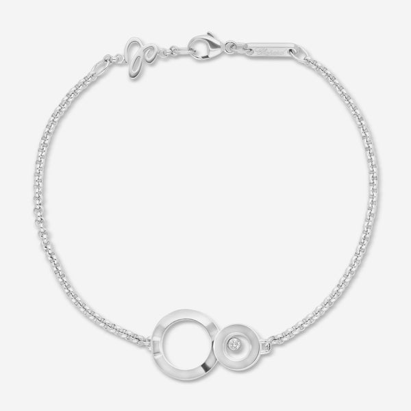 Chopard Happy 8 18K White Gold Diamond Chain Bracelet 859209-1001