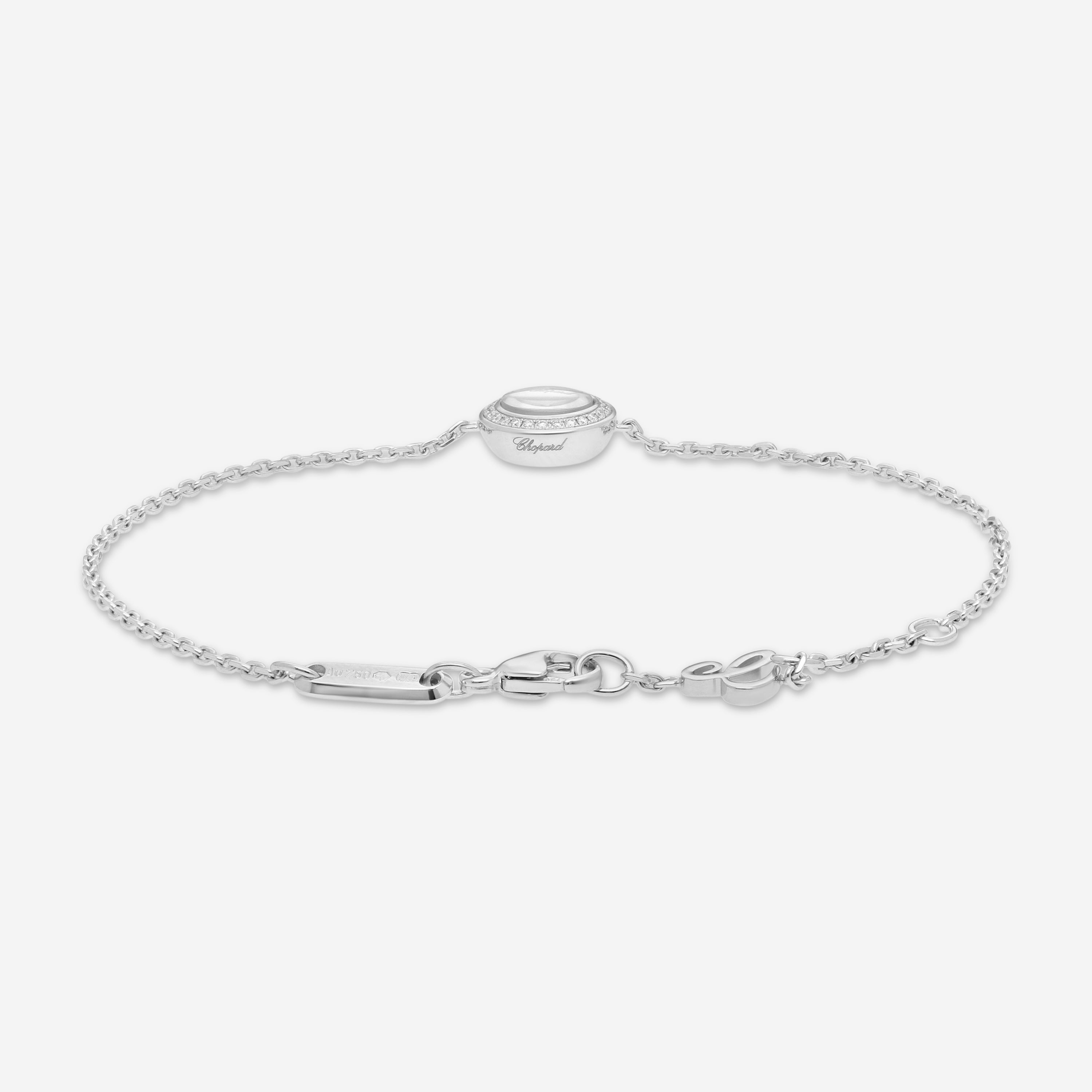 Chopard Happy Curves 18K White Gold Diamond Chain Bracelet 859562-1002