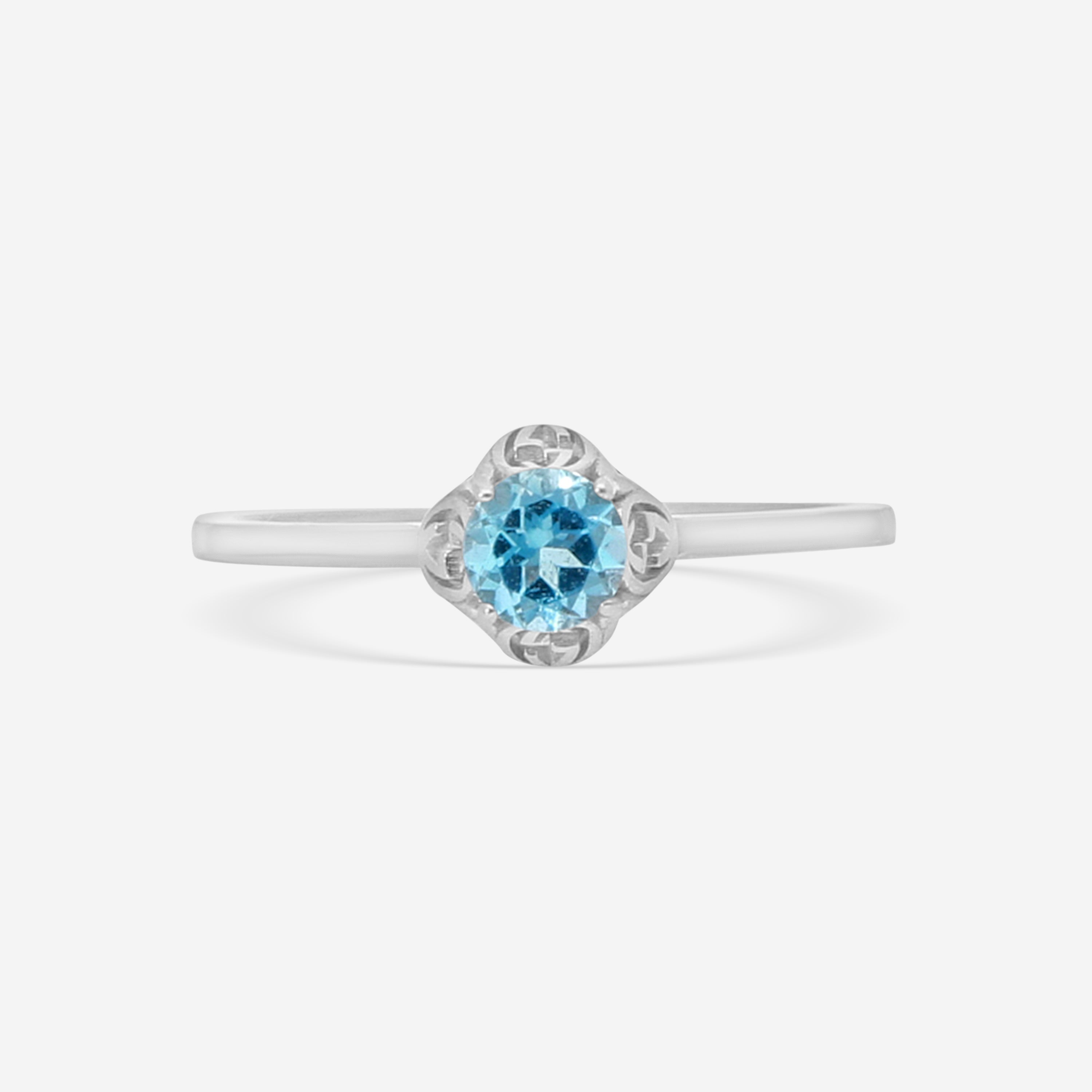 Interlocking G 18K White Gold Topaz Ring YBC6624280040
