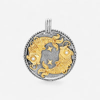 Konstantino Zodiac Pisces Sterling Silver & 18K Yellow Gold Diamond Carved Pendant MEKJ626-109 - THE SOLIST