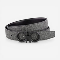 Salvatore Ferragamo Men's Double Gancini 717807 Black/Grey Size 105 MSRP $695 - THE SOLIST