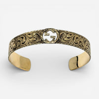 Gucci Interlocking GG 18K Yellow Gold Logo Engraved Cuff Bracelet YBA5798940010 - THE SOLIST