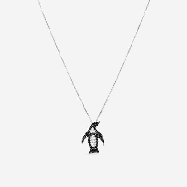 Roberto Coin Penguin 18K White Gold Diamond & Black Sapphire Pendant Necklace 88
