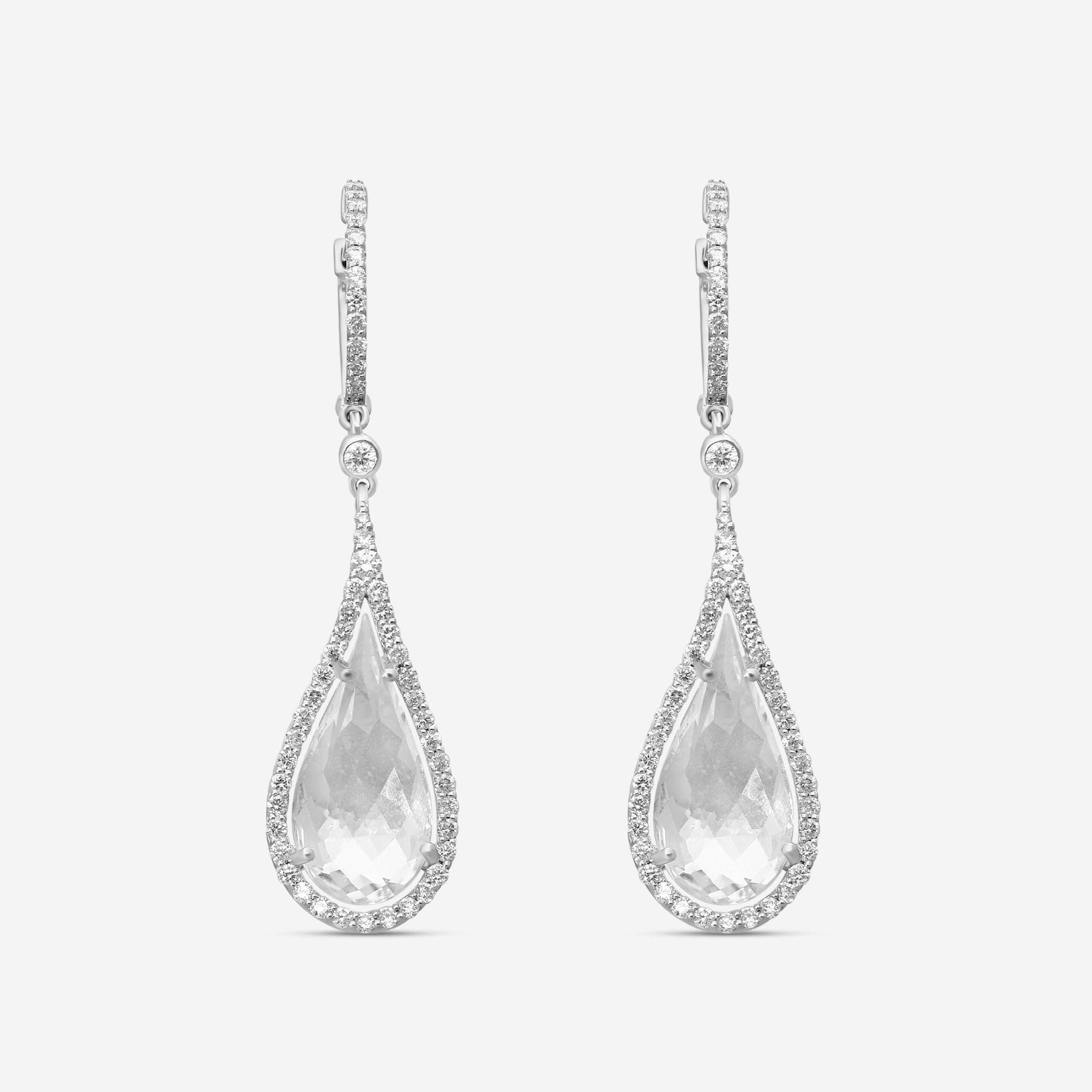 Roberto Coin Cocktail 18K White Gold Diamond & White Quartz Earrings 8881864AWER