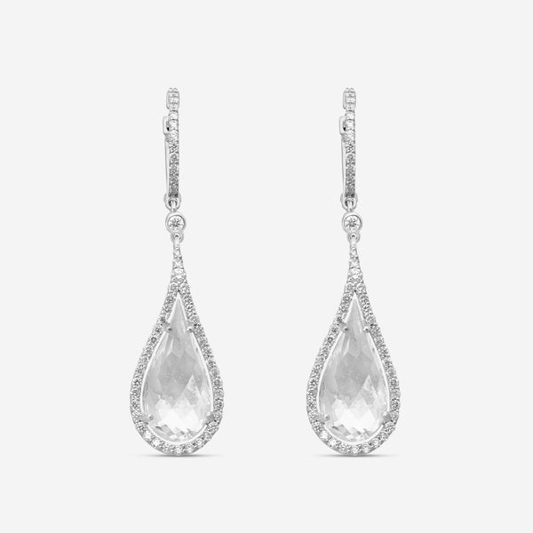 Roberto Coin Cocktail 18K White Gold Diamond & White Quartz Earrings 8881864AWER