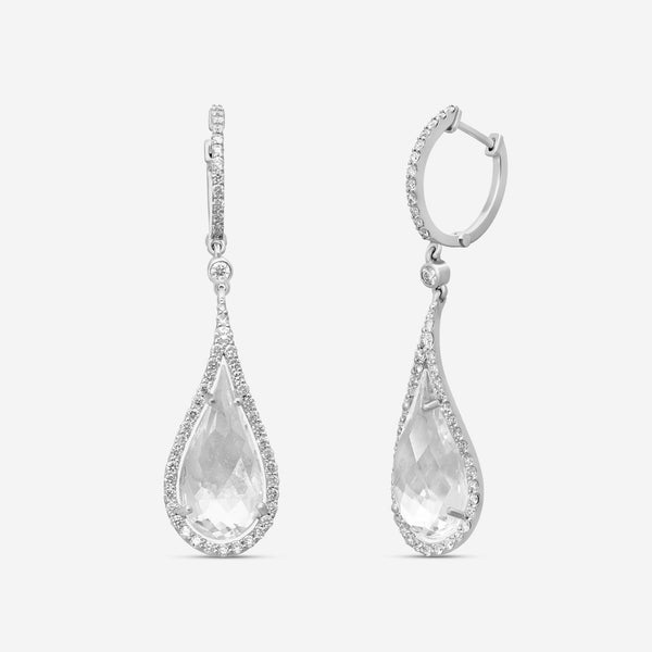 Roberto Coin Cocktail 18K White Gold Diamond & White Quartz Earrings 8881864AWER
