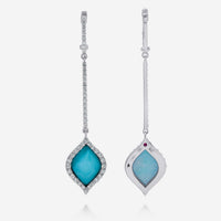 Roberto Coin Art Deco 18K White Gold, Diamond and Mother of Pearl Drop Earrings - THE SOLIST