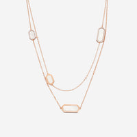 Roberto Coin Tiny Treasures Art Deco 18K Rose Gold Diamond & Mother of Pearl Station Necklace 8882022AX31J