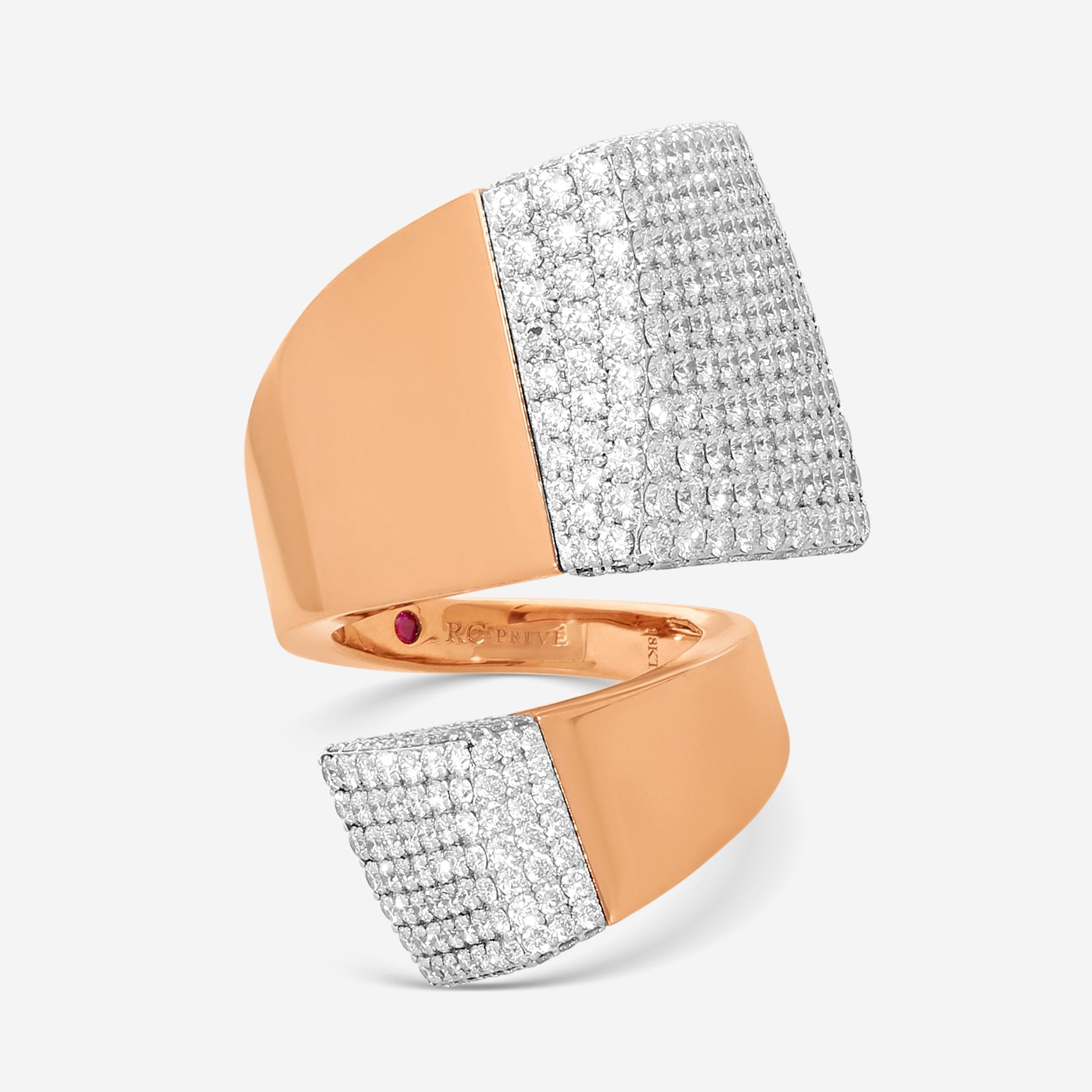 Roberto Coin Sauvage 18K Rose & White Gold Diamond Statement Ring Sz. 5 8882391A