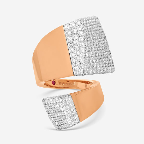 Roberto Coin Sauvage 18K Rose & White Gold Diamond Statement Ring Sz. 5 8882391A