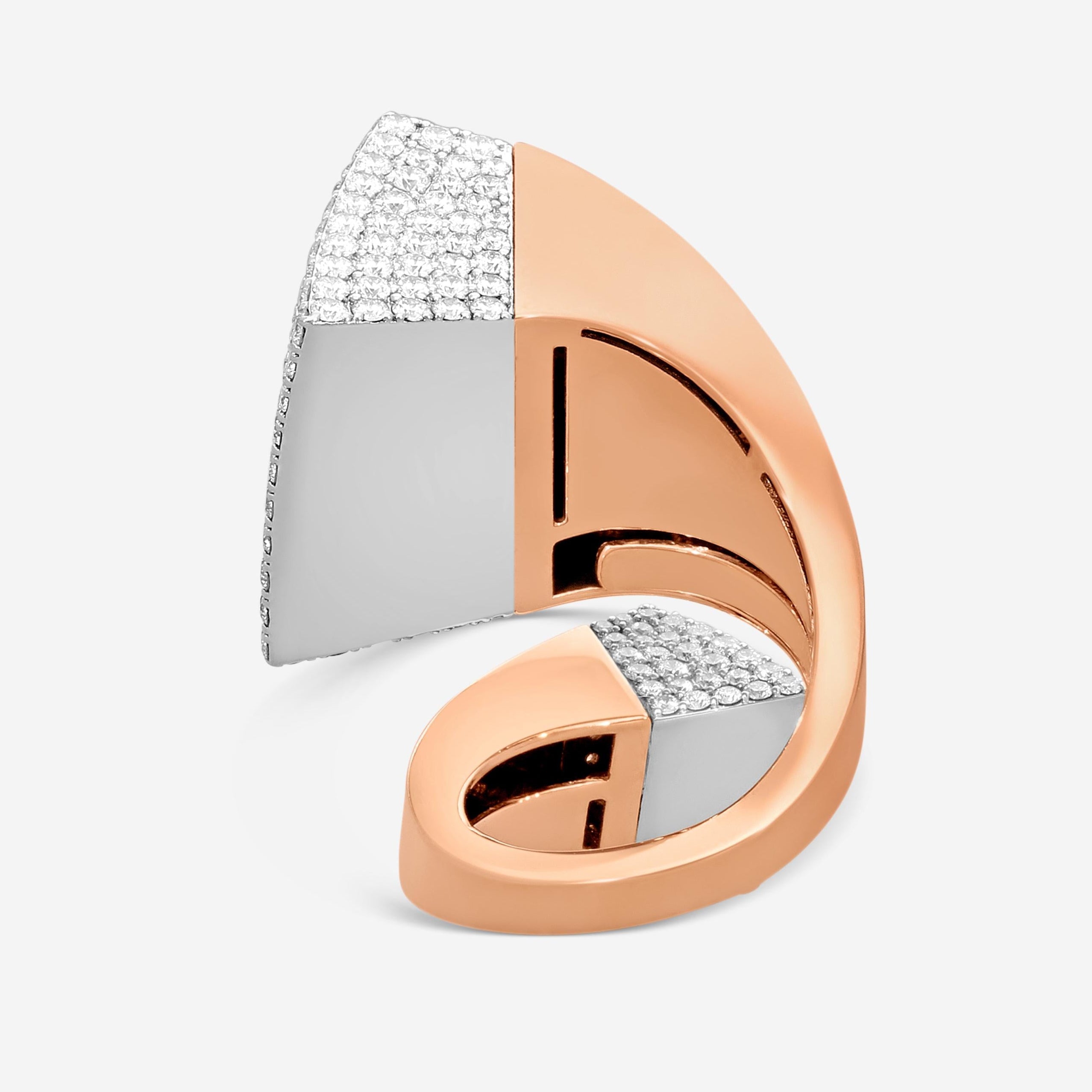 Roberto Coin Sauvage 18K Rose & White Gold Diamond Statement Ring Sz. 5 8882391A
