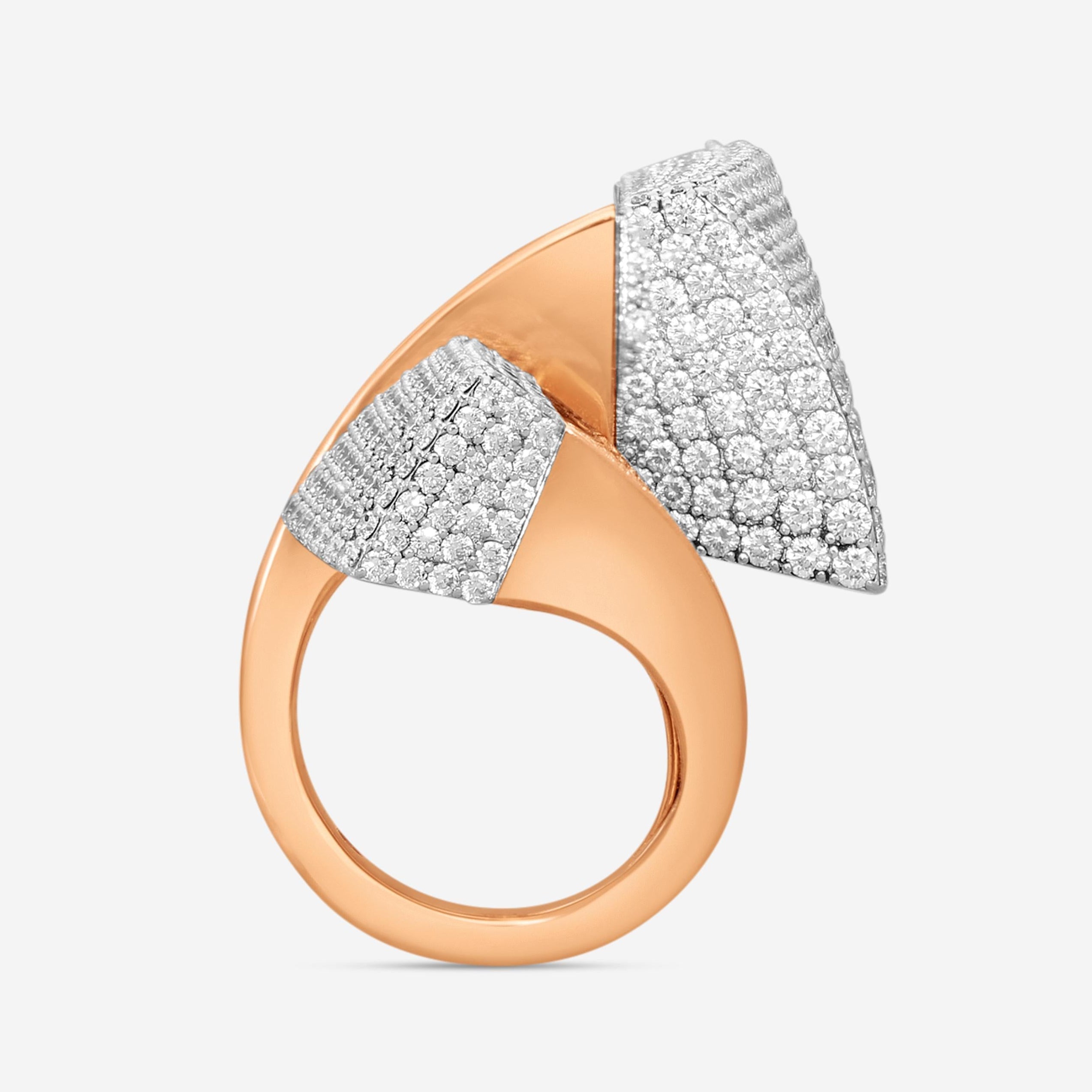 Roberto Coin Sauvage 18K Rose & White Gold Diamond Statement Ring Sz. 5 8882391A