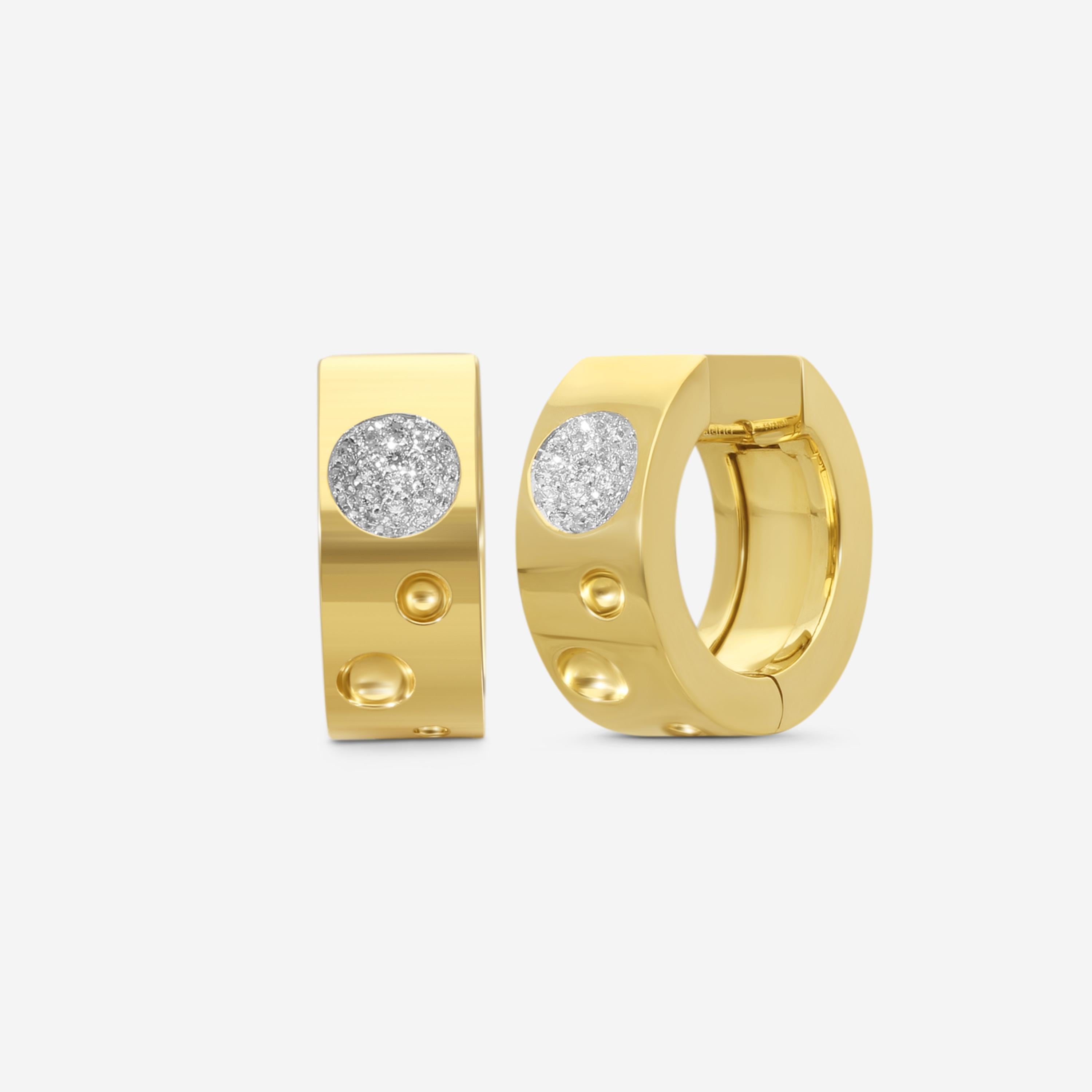 Roberto Coin Pois Moi Luna 18K Yellow Gold Diamond Hoop Earrings 8882504AJERX