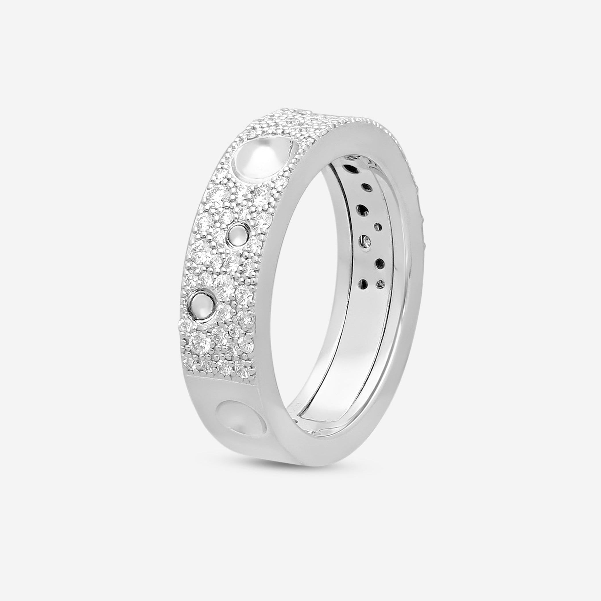 Roberto Coin Pois Moi Luna 18K White Gold Diamond Band Ring Sz. 10 8882509AW05X