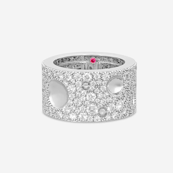 Roberto Coin Pois Moi Luna 18K White Gold Diamond Wide Band Ring Sz. 6.5 8882510AW65X