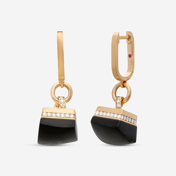 Roberto Coin Sauvage Privé 18K Rose Gold Diamond & Black Jade Drop Earrings 8882813AXERJX