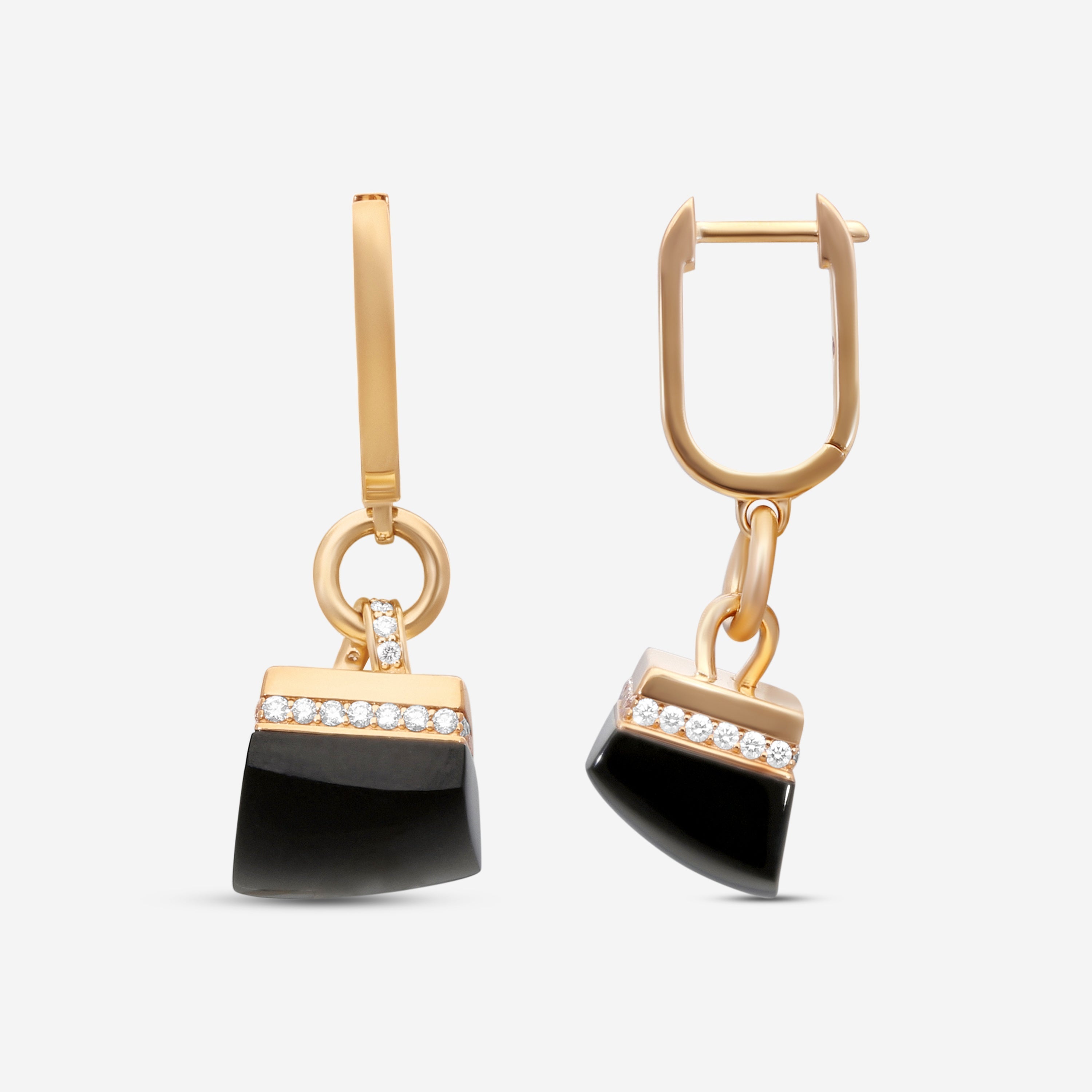 Roberto Coin Sauvage Privé 18K Rose Gold Diamond & Black Jade Drop Earrings 8882813AXERJX