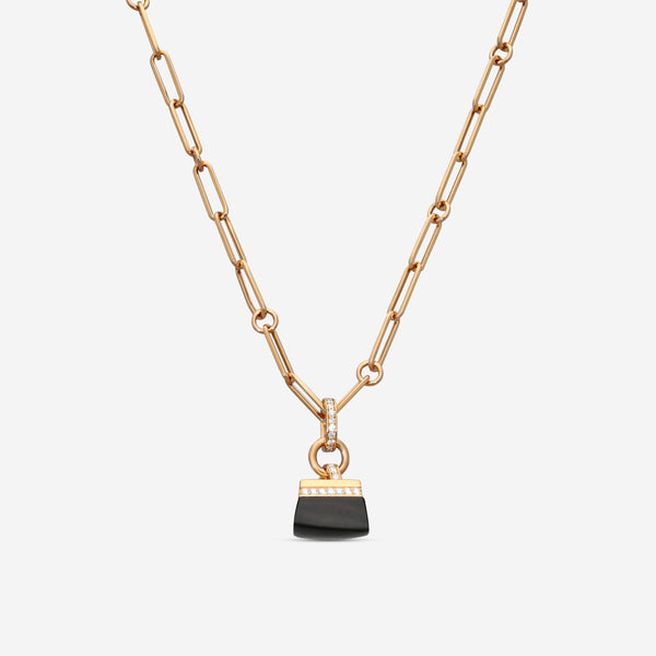 Roberto Coin Sauvage Privé 18K Rose Gold Diamond & Black Jade Pendant Necklace 8882830AXCHX