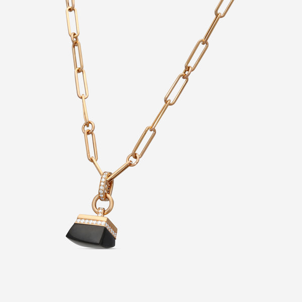 Roberto Coin Sauvage Privé 18K Rose Gold Diamond & Black Jade Pendant Necklace 8882830AXCHX