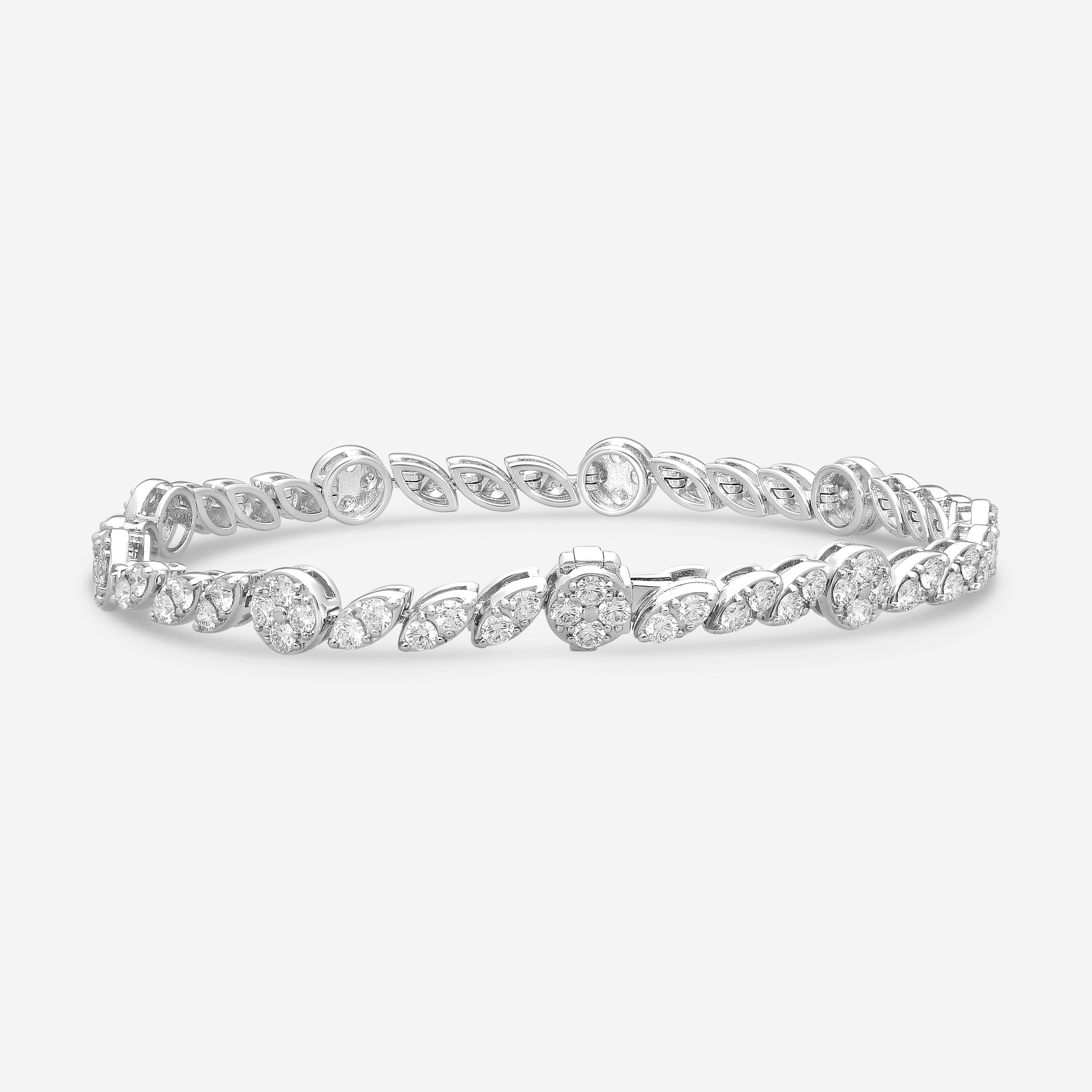 Roberto Coin Marquesa 18K White Gold Diamond Swirl Bracelet 8882842AWLBX0