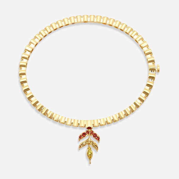 Roberto Coin Frozen 2 Wheat 18K Yellow Gold Sapphire Bangle Bracelet 8882859AYBA