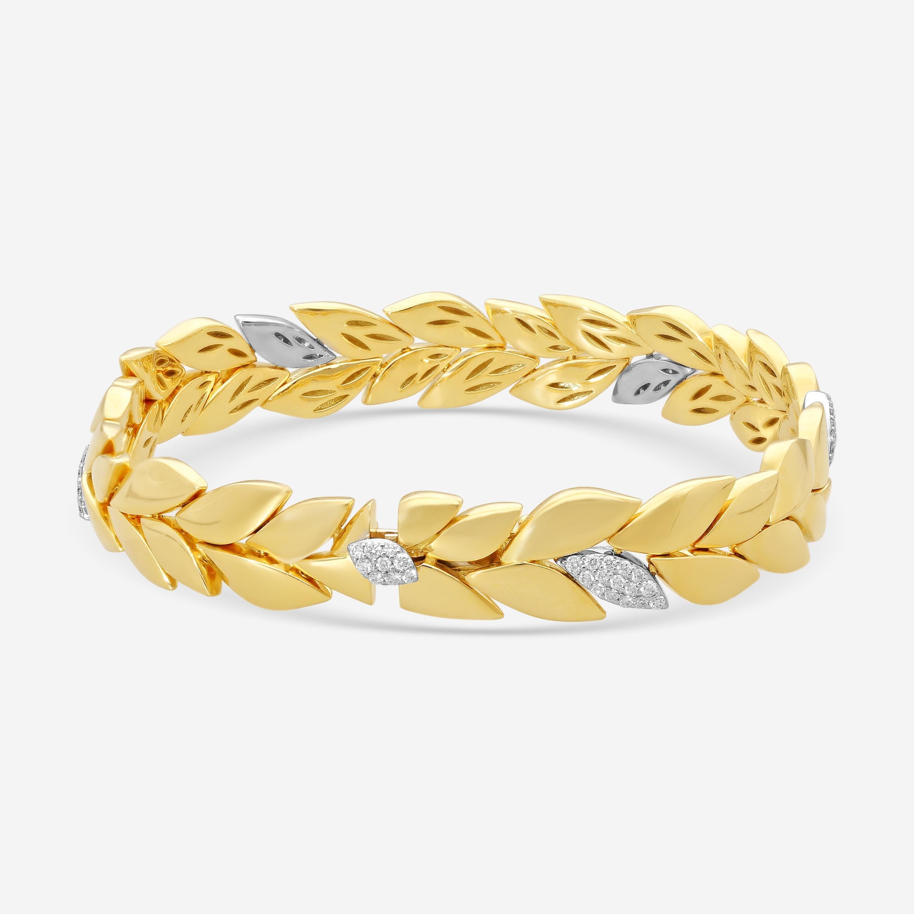 Roberto Coin Petals 18K Yellow & White Gold Diamond Bangle Bracelet 8882972AJLBX - THE SOLIST