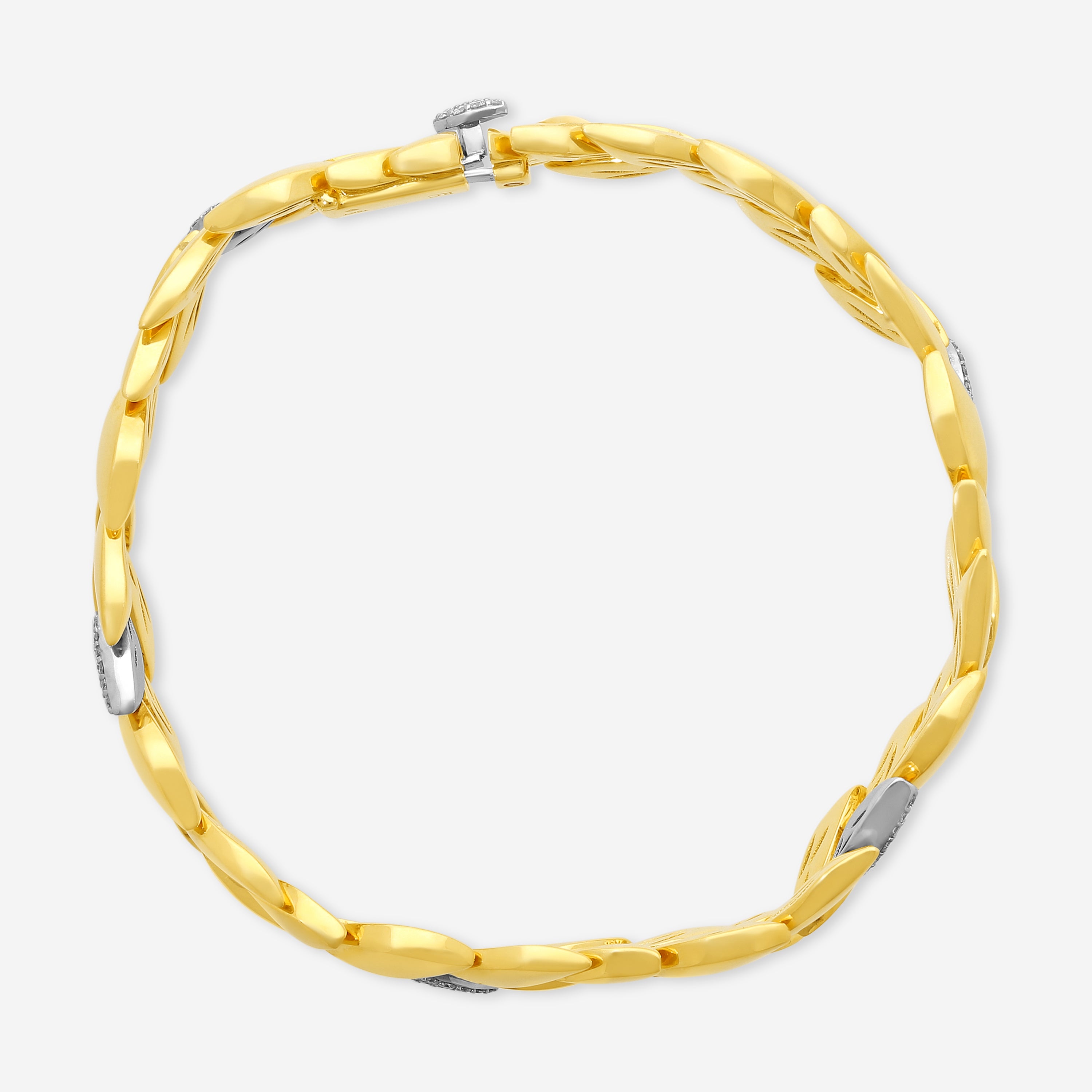 Roberto Coin Petals 18K Yellow & White Gold Diamond Bangle Bracelet 8882972AJLBX - THE SOLIST
