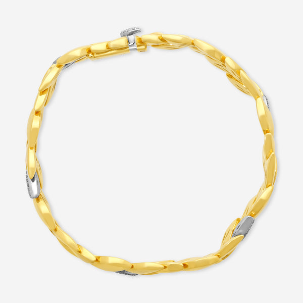 Roberto Coin Petals 18K Yellow & White Gold Diamond Bangle Bracelet 8882972AJLBX - THE SOLIST