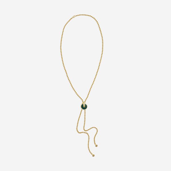 Roberto Coin Black Jade 18K Rose Gold Diamond Lariat Necklace 8882996AX33X