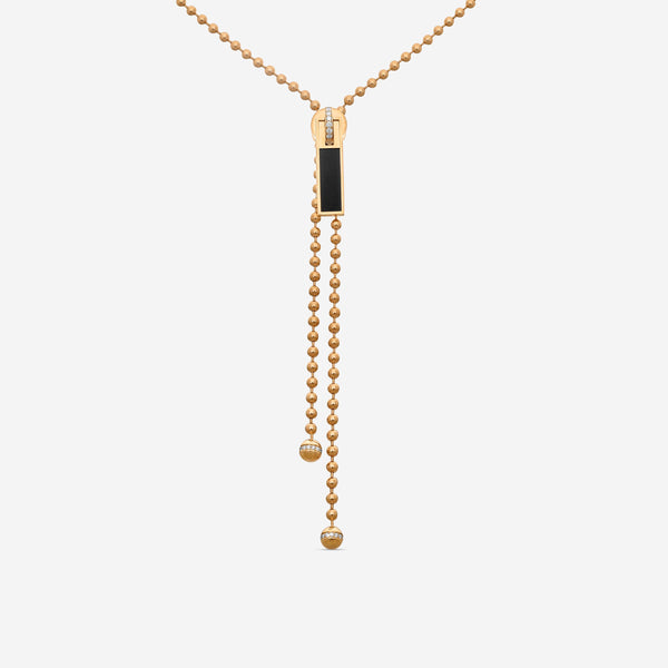 Roberto Coin Princess 18K Rose Gold Diamond & Black Jade Tassel Necklace 8882999