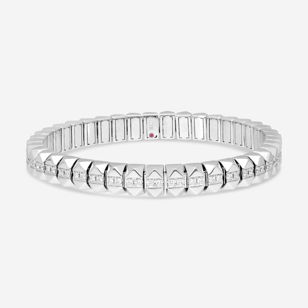 Roberto Coin Obelisco 18K White Gold Diamond Flexible Bangle