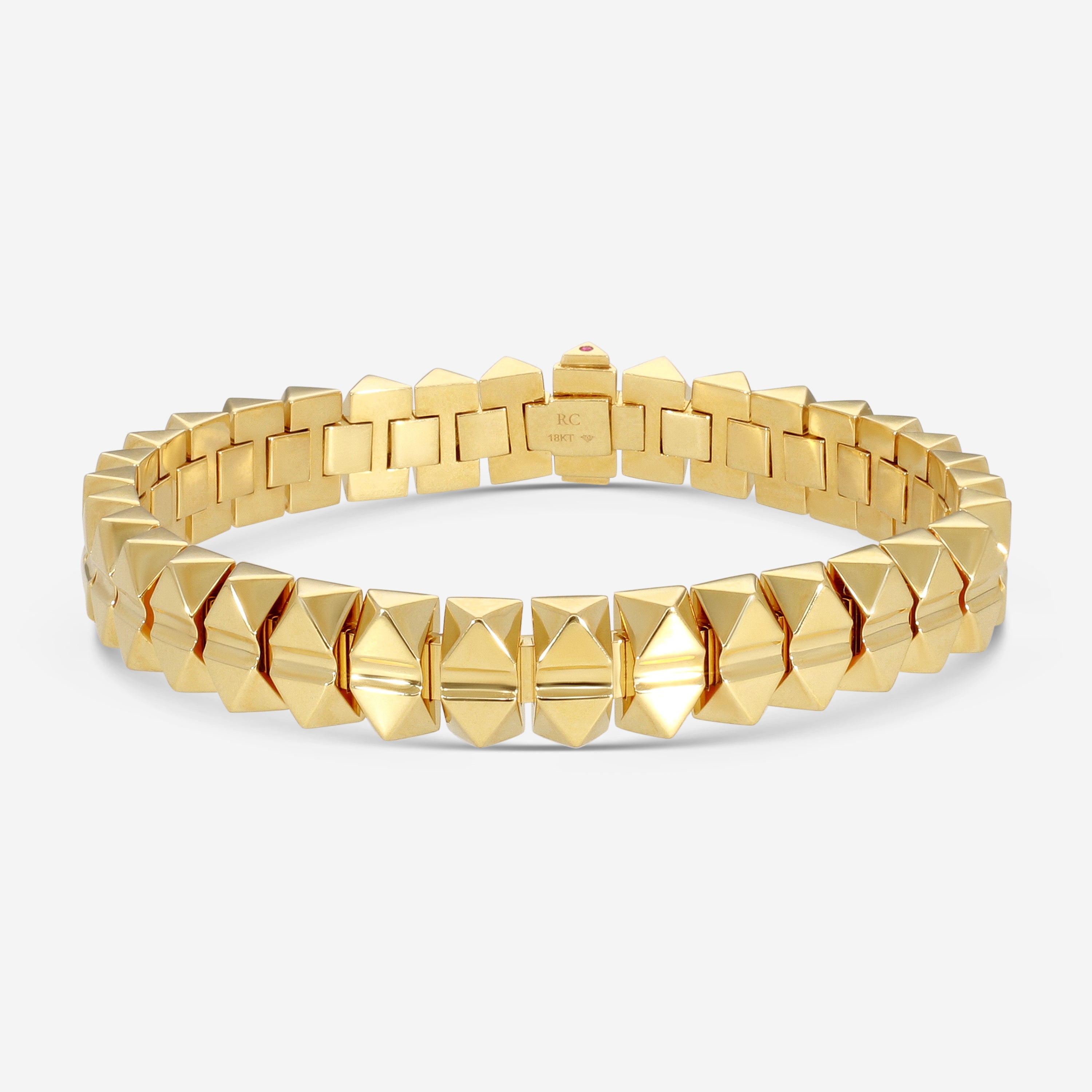 Roberto Coin Obelisco 18K Yellow Gold Diamond Accents Narrow Bangle Bracelet 8883023AYLBX - THE SOLIST