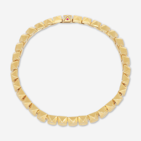 Roberto Coin Obelisco 18K Yellow Gold Diamond Accents Narrow Bangle Bracelet 8883023AYLBX