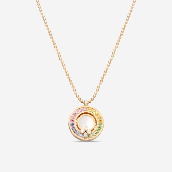 Roberto Coin Love in Verona 18K Rose Gold Diamond & Rainbow Gemstone Pendant Necklace 8883116AX17X - THE SOLIST