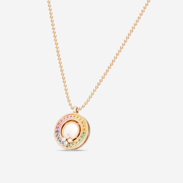 Roberto Coin Love in Verona 18K Rose Gold Diamond & Rainbow Gemstone Pendant Necklace 8883116AX17X - THE SOLIST